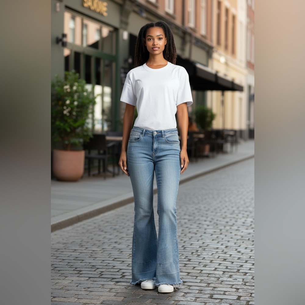Women's Flare & Wide Leg Jeans - Light Blue